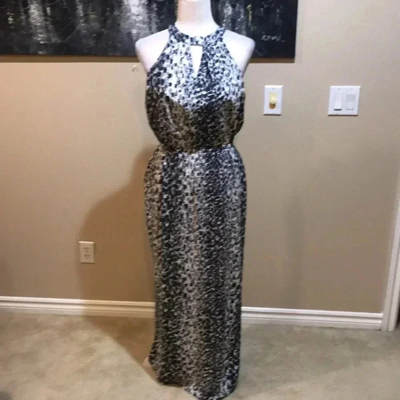 Banana Republic Factory Multi-Print Dotted Gray Black & White Maxi Dress-Size 8 - Picture 3 of 13